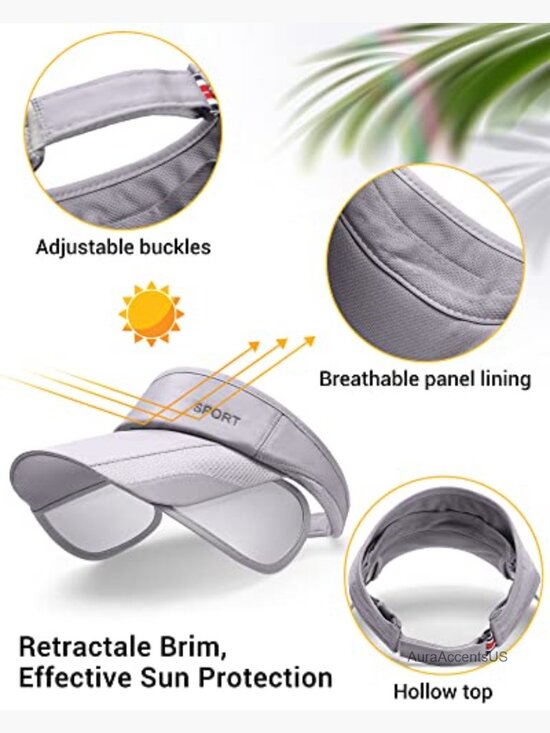6 Pack Adjustable Sun Visor Hats for Outdoor Sports Golf Tennis Running